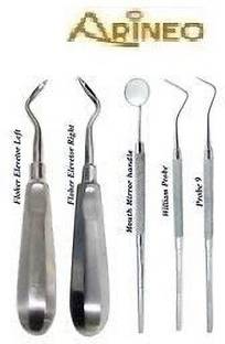 ARINEO Diagnostic Instrument Elevators Floher set Explorer Probe 9, Mouth Mirror handle Dental Elevator