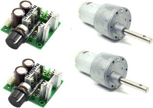 INVENTO 2pcs 12v 10 Kg-cm 150 RPM Side Shaft High Torque Geared DC Motor with 12V - 40V 10A PWM DC Motor Variable Speed Controller Automotive Electronic Hobby Kit