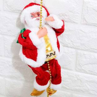 NIYAMAT Christmas Xmas Santa Claus Figure Rope Climbing 8" Funny Plush Electric Toy Gift Stuffed Santa Toys with Xmas Music
