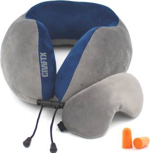 missru CRAFTX ULTRA-SOFT TRAVEL PILLOW WITH 3D EYE MASK AND EAR PLUGS FOR TRAVEL OFFICE HOME Neck Pillow & Eye Shade