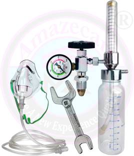 AMAZECARE Oxygen Flowmeter with Rotameter & Humidifier Bottle with Oxygen Cylinder Key & Adult Oxygen Mask Respiratory Exerciser Respiratory Exerciser