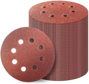Easy Bull NY P-120 5 Inch Round Sand Paper Sanding Disc 125MM with 8 Holes for Orbital Sander (50 Pcs, 120 Grit) Emery Sandpaper