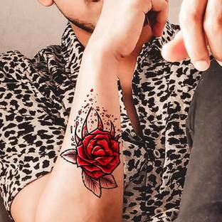komstec Colorful Rose Tattoo Temporary Tattoo Stickers For Male And Female Fake Tattoo