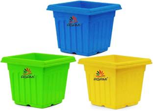 AGAMI Premium Look Home Decorative Square Shape Pot Vase for Indoor and Outdoor Plants, flowers and Gardening Decor Plastic Vase