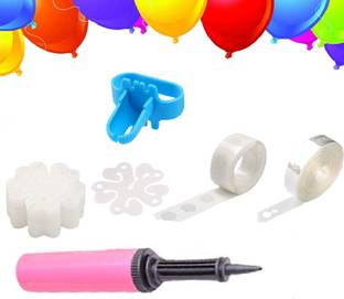 RJV Global Solid Balloon Decorating Strip Kit for Arch Garland 1 Roll, 100 Dot Glue,4 Flower Clips 1 Balloon hand Pump & 1 tying tool for Party Wedding Birthday Xmas Baby Shower DIY Balloon
