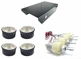 TRUSTECH Chassis Kit - Chassis + Gear Motor Robot Wheel + 200 RPM Gear Motor | Robotics Science Project (7 X 4 cm Wheels) Electronic Components Electronic Hobby Kit