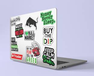 RINKON Stockmarket Stickers Sharemarket Sticker Intraday Trading Best Trade Tradingsetup For Trader Finance Investor Forex Daytrader Stock Market Laptop Stickers PACK OF 10 Vinyl Reusable Laptop Skin Compatible for 15.6 inch