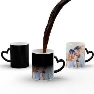k1gifts Black Heart Magic For Birthday ,wedding anniversary, valentine's day,and alll occasions 04 Ceramic Coffee (320 ml) Ceramic Coffee Mug