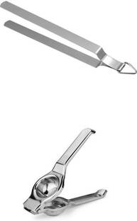 A2SK Roasting Chimta + 2In1 Lemon Squeezer And Opener 27 cm, 21 cm Roasting, Salad, Serving, Utility Tong Set