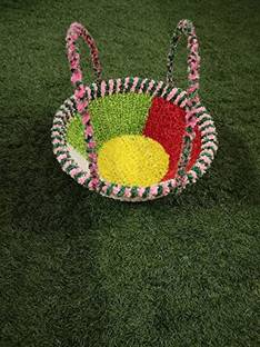 Firmus Laddu Gopal Carry Basket/Tokri with Handles for Thakur ji Travelling, Size: 0 to 10, Multicolor -Pack of 1 Style 1 Fiber Flower Basket