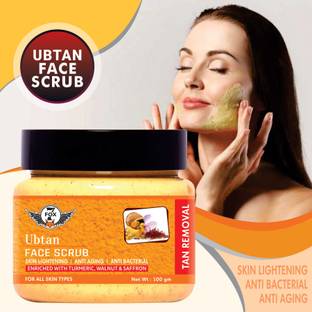 7 FOX Premium Ubtan Face Glowing Scrub with Chickpea Flour, Almond Shell Powder, Safron & Turmeric Extracts, Sandalwood Scrub For All Types Skin- Scrub