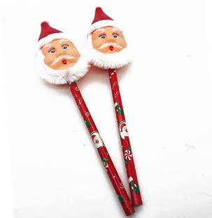 Ascension Santa Claus Pencils Christmas Xmas Gift Cartoon Santa Pencil for Kids Children Party Gifts Return Gifts (2) Hanging Ornaments Pack of 2