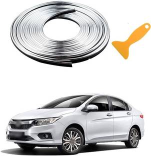 XZRTZ Car Interior Trim Strips-16.4ft/5M Universal Car Gap Fillers Automobile Moulding Line Decorative Accessories DIY Flexible Strip Garnish Accessory with Installing Tool S10 Matte, Glossy, Chrome Honda City Rear Garnish