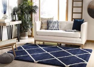 SR Handloom Blue Polyester Carpet