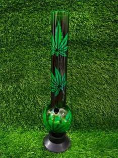 HEYDAY ENTERPRISES 16-inch Single Bulb Acrylic Water Pipe Bong with Leaf Print (40cm, Green) Plastic Outside Fitting Hookah Mouth Tip