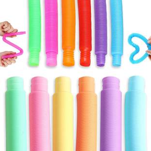 Galox Pop Tubes Fidget Toy 12 Pack for Kids and Adults, Popping Fidget Tube Autism Sensory Toy, Fine Motor Skills Toddler Toys, Classroom Fidget Toys for Boys and Girls