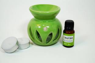 Asian Aura Aroma Gift Set Oil Burner Aroma Diffuser (Free 2 Tea Light Candles & 10 ml Fresh Lime Aroma Oil) Diffuser AAOB-019/18