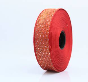 Craft Affair | Fancy Ribbon/Lace (25 Meter, Width-1 Inch) for Gift Wrapping, for Garments Use, Wrapping Bows, Gift Bows, Decoration - Red Lace Reel