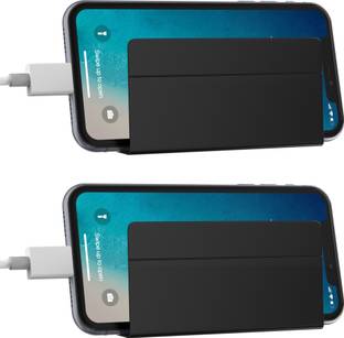 ELV Wall Mount Mobile Holder, Stand For All Smartphones With Strong Adhesive Strips, Charging Holder - Black (Set Of 2) Mobile Holder