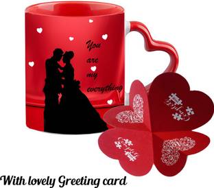 iMPACTGift You are My Everything Valentine Heart Shape Ceramic Coffee Mug