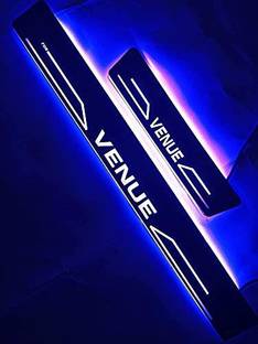 AUTO MOTO Royal Blue Black Beauty Base Led Illuminated Door Sill Plates led Footsteps Scuff Plates Compatible for Hyundai Venue (Set of 4) Door Sill Plate