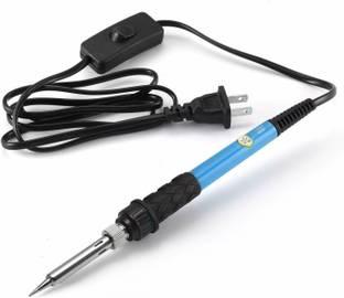 Gilhot 60W 220V Temperature Adjustable With 5 Extra Different Bits Electric DIY Repair With Mobile Opening Tool 60 W Temperature Controlled (Round Tip) Electric Welding Solder Soldering Iron Rework Station Handle Heat Pencil Tool -Blue (SOLDERING IRON) 60 W Temperature Controlled