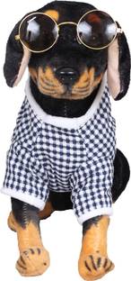 Tickles Soft Stuffed Plush Sitting Rottweiler Animal Dog Wearing Dress and Googles Toy For Kids Room Home Decoration  - 39 cm