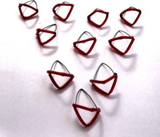 Vadyam 10 Thin Wire Red Plastic Wrapped Metal Sitar Mizrab Handmade Plectrum Mizraf Veena Metti