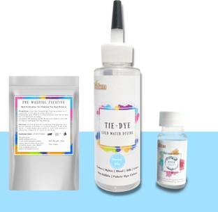 KADAM Tie Dye Pastel Sky, Cold Water Fabric Dye Color, 100mL Bottle with Prewashing Fixative mini and DyFix mini bottle