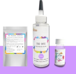 KADAM Tie Dye Lilac, Cold Water Fabric Dye Color, 100mL Bottle with Prewashing Fixative mini and DyFix mini bottle