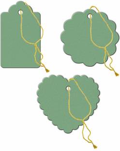 CVANU 150pcs Designer Blank Label/ Note Garment Hang Card Double-Sided Printable Handmade Gift Tag With Golden Strings Idea For Festival Decoration And Special Occasion - Matcha Tea Colour Greeting Card