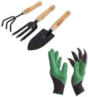 ए जी टी Hand Fork ,Big Trowel and Weeder /Cultivator, Hand Gloves Garden Tool Kit गार्डन टूल किट
