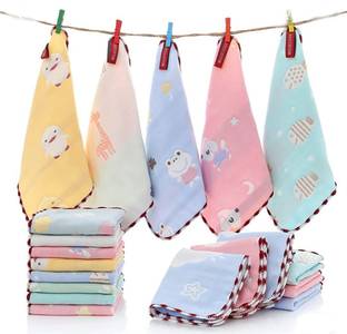 CLUZE Women's Cotton Face Towels - Square Handkerchief For Women/Kids/Girls (Multicolour) (Size 25x25 cm) (Pack Of 6) ["Multicolor"] Handkerchief