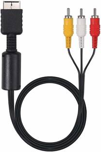 ULTRABYTES  TV-out Cable PS2 To AV Audio Video Cable RCA Cable Compatible With PS1 PS2 PS3 / AV to RCA Cable Lead / 1.8m (Black)