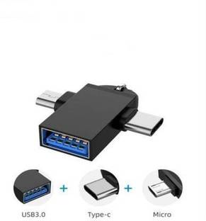 SANNO WORLD 2 in 1 OTG Type C and Micro OTG Male to USB A 3.0 Female High Speed Data Transfer USB Cable (Black)01 2 in 1 OTG Type C and Micro OTG Male to USB A 3.0 Female High Speed Data Transfer USB Cable (Black)01 Card Reader