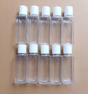 PSA Store Flip Top 50 ml Transparent Bottles White Cap (Pack of 10) Multi-Purpose Use 50 ml Bottle