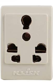 KLICK 6 Pin MultiPlug Light To Power Universal Socket, Universal Six Pin Plug Socket, with Surge Protector (6/16A, Pack of 10) 16 A Six Pin Socket
