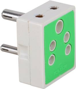 KLICK 3 Pin X 5 Pin Multiplug, Travel Adapter with Three Input Socket, Inbuilt Surge Protection, Electrical Accessories (240V, Green, Pack Of 10) 6 A Five Pin Socket