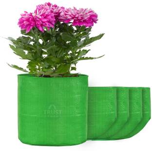 TrustBasket UV Treated Round Terrace Gardening Leafy Vegetable HDPE Grow Bags(Set of 5) Plant Container Set
