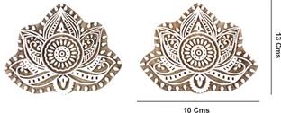 Global Art Traders Wooden Handcrafted Indian Fabric Printing Block - Flower Design Blocks (Set of 2) Wooden Carved Textile Printing Stamp – Saree, Bed Sheet Print Block – Clay Art Block Printing Blocks