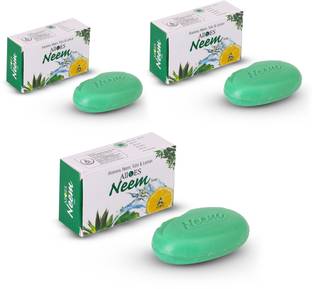 ALLOES Neem Soap for Soft Clear & Acne Free Skin Pack of 3 (75g X 3)