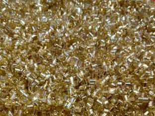 Dulhan Plaza 2 mm 100 grams golden cutdana glass beads seeds pipe for hand work embroidery material jewellery making art and craft