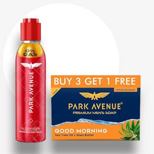 PARK AVENUE Combo set Alexander no gas spray and good morning Soap set 125g pack of 4