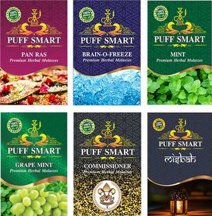 Puff Smart Hookah Herbal Flavors Pan Ras, Brain-O-Freezer, Mint, Grape Mint, Comm And Misbah Hookah Flavor