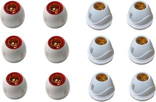JELECTRICALS Red Ring Bulb Holder and White Fancy Bulb Holder Pack of 12 Plastic Light Socket