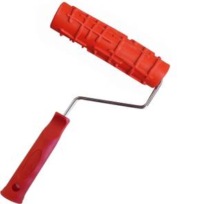 DECORNOWRDM 7 Inches Red Color Special Effect Imported Rubber Paint Roller with Handle For Wall Decor Paint Roller