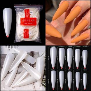 BeautyQua Latest and Best Quality 500 Tips of Long Curve Shape Natural Artificial Fake nails Natural