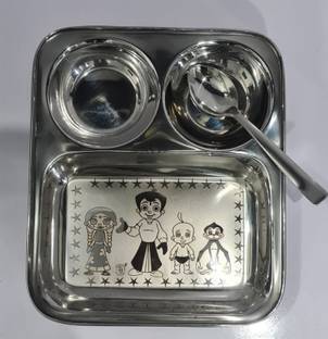 D S 9 Disposable Silver Coated Paper Plate (35 Pcs) Tray