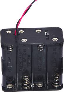 TRUSTECH Compact Plastic 2 Row 8 X 1.5V Aa 2A Cell Battery Holder Storage Box Standard 12V Case With Lead Wire - Black Electronic Components Electronic Hobby Kit