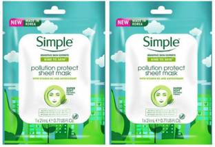 Simple POLLUTION PROTECT SHEET MASK 21 ML PACK OF 2